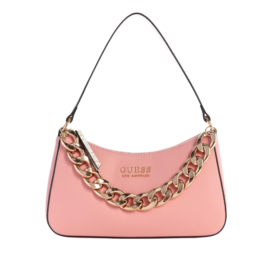 Bolso Guess Rosa, cadena y letras dorada...